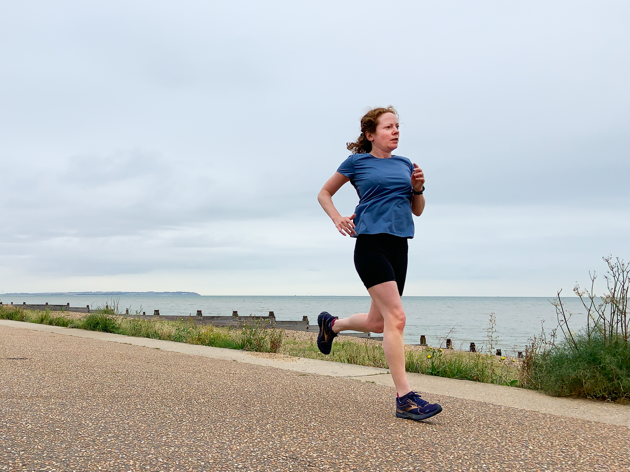 me running along a beach