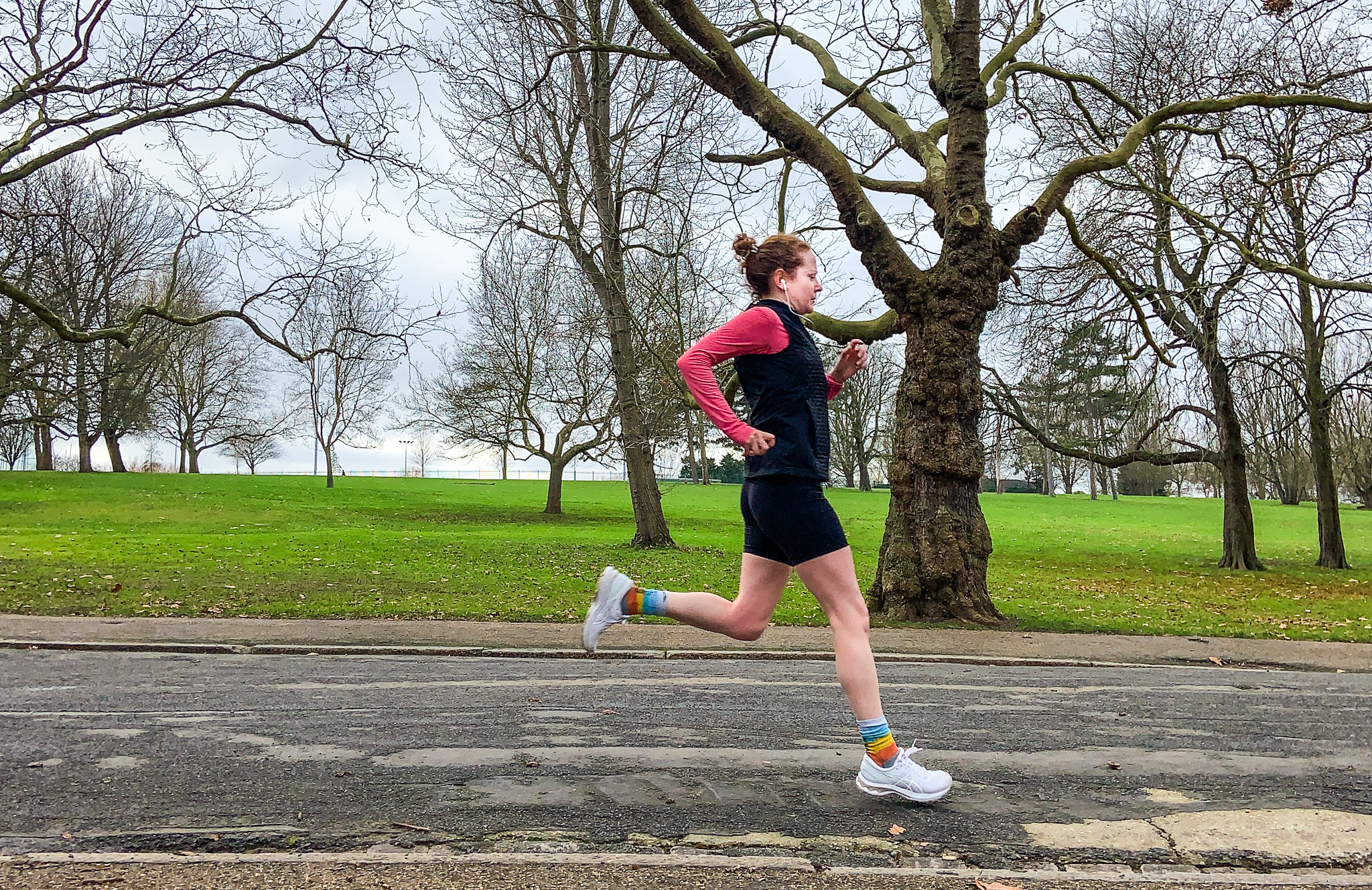 running downhill in the park