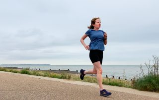 me running along a beach