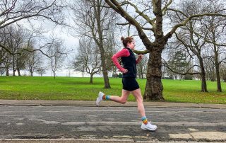 running downhill in the park